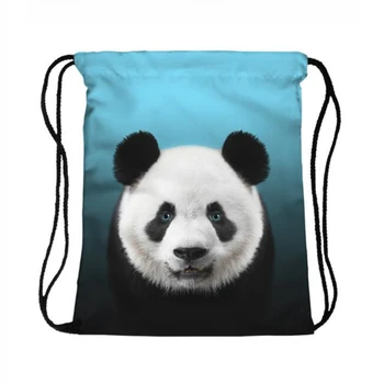 

2020 Beam Pocket European And American Panda Explosion 3D Printed Drawstring Bag Storage Backpack