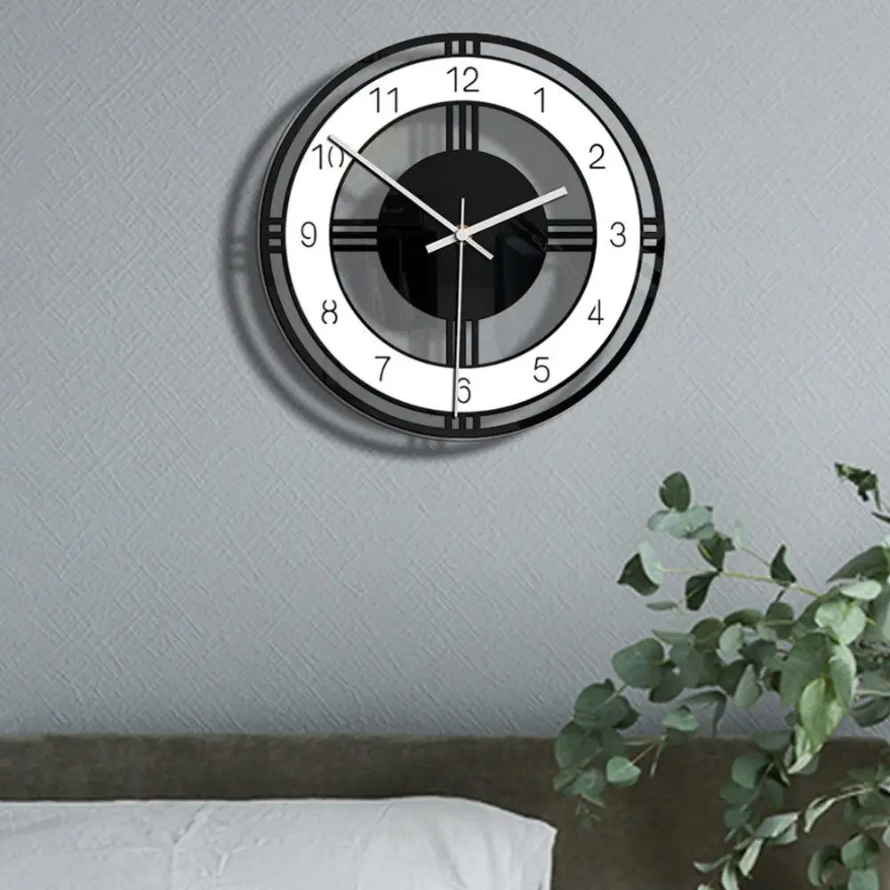 Fashion Simple Acrylic Round Dial Digital Mute Wall Clock Office Room