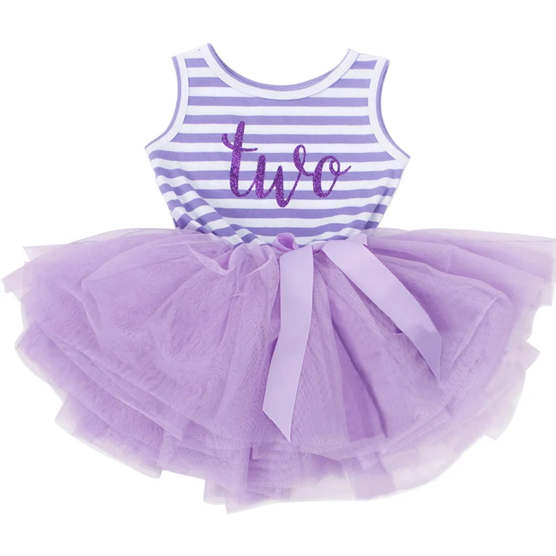 Милое Платье-пачка для маленьких девочек; летняя одежда в горошек для дня рождения; одежда для крещения; костюм принцессы; одежда для маленьких девочек - Цвет: Purple Two