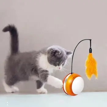 

Electronic Pet Cat Toy Smart Automatic Sensing Obstacles LED Wheel Rechargeable Flash Rolling Colorful Light Electric Cat Stick