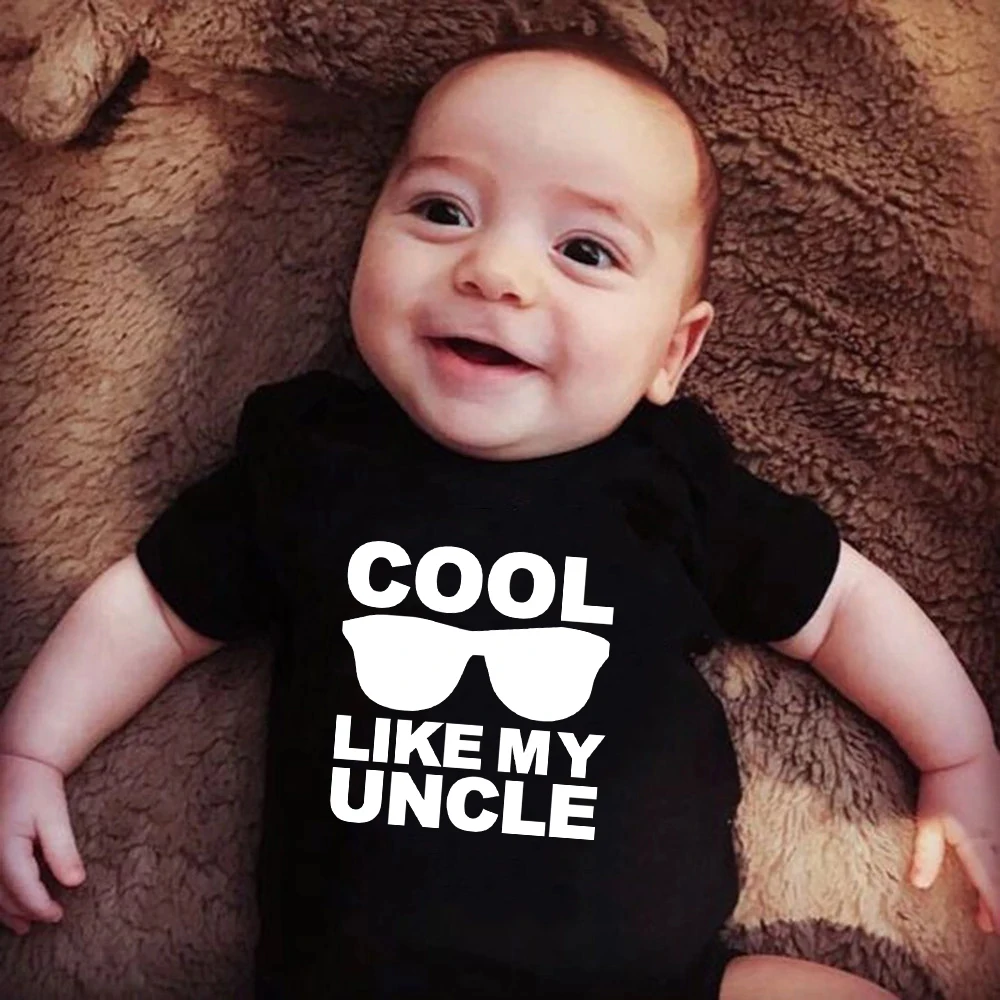 

Детский летний комбинезон, с коротким рукавом, из хлопка, с надписью «My Uncle», детские комбинезоны для младенцев