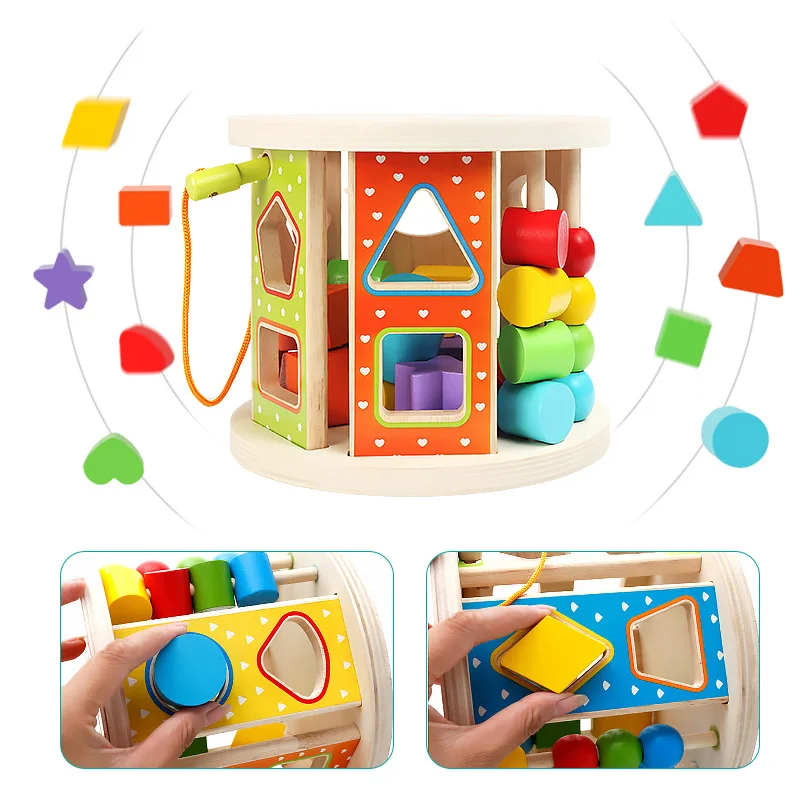 

Shape Intelligence round Building Blocks Wooden CHILDREN'S Toy Shape Matching Multi-functional Intelligence Box Educational Wood
