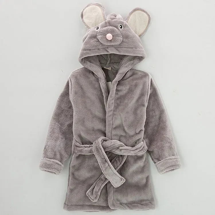 Cartoon Animal Bathrobe For Children Flannel Long Sleeve Hooded Child Bathrobe Spring Autumn Kids Girls Bath Robe 2-6 Years elegant pajama sets