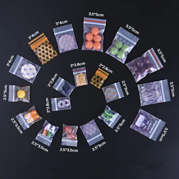 

100pcs/Lot Small Cartoon-Printed Transparent Ziplock Bag Reusable Food Zipper Bag Pill Button Seed Powder Storage Pouches