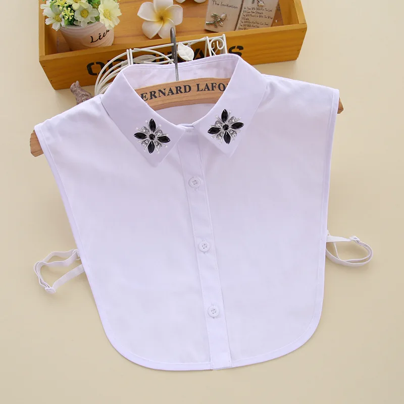 

Women Cotton Shirt Detachable Collar Ladies Lapel Shirt Fake Collar White False Collars Blouse Tops Vest Female Faux Col Deco