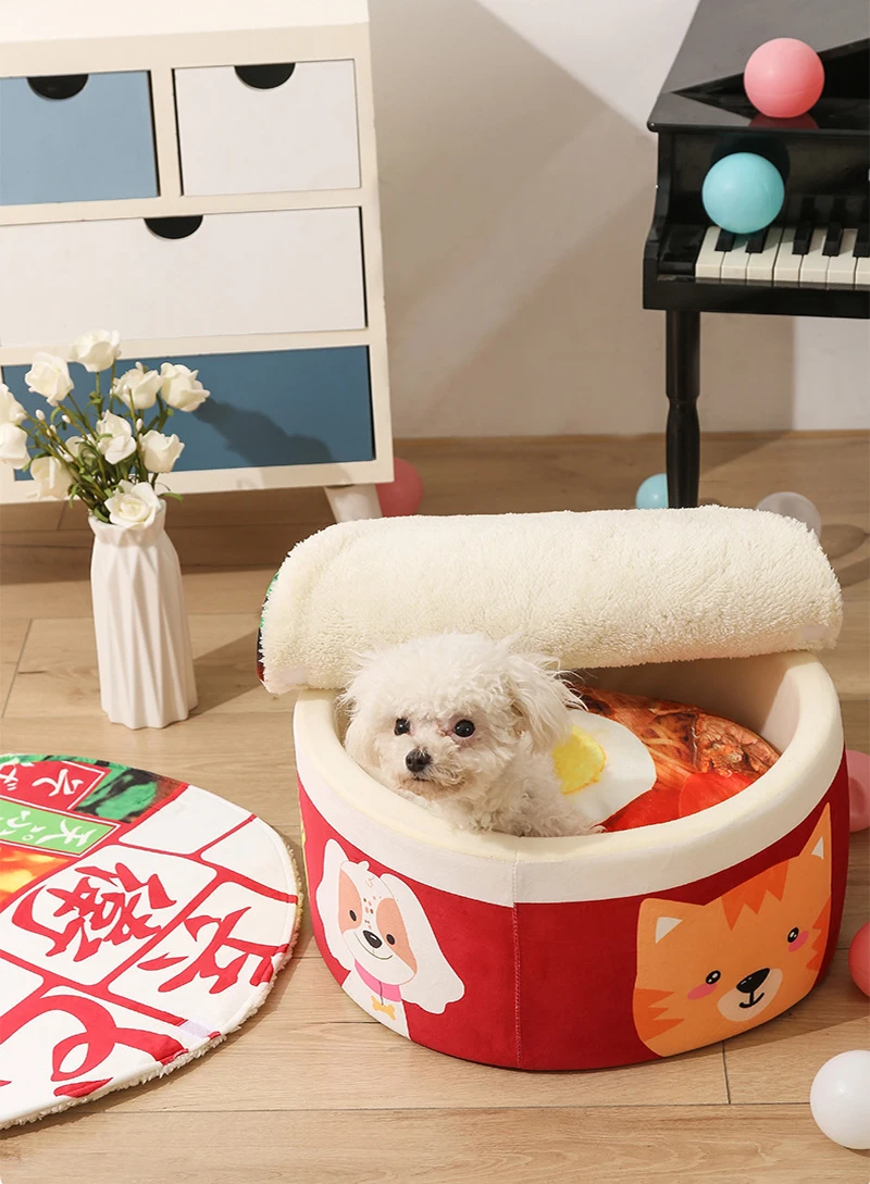 Pet Products Cat Winter Tent Funny Noodles Small Dog Bed House Sleeping Bag Cushion For Kitten Plush Pad Furniture Accessories