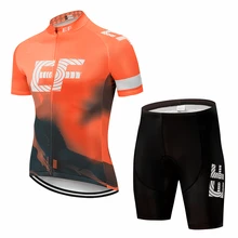 EF Летняя мужская оранжевая кофта для велоспорта комплект для улицы MTB велосипедная одежда 9D дышащая гелевая подкладка спортивная одежда быстросохнущая