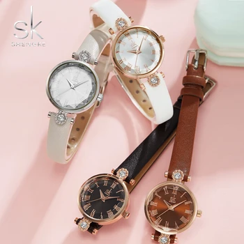 

Crystal Dial Decoration Luxury Women's Watches Quartz Leather Strap Clock Waterproof Ladies Dress Wristwatch Relogio Feminino