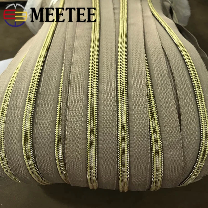 

Meetee 4/8Meters 5# Nylon Coil Code Zippers Decor DIY Sewing Bags Purse Garment Zip Material Accessories Colorful Available