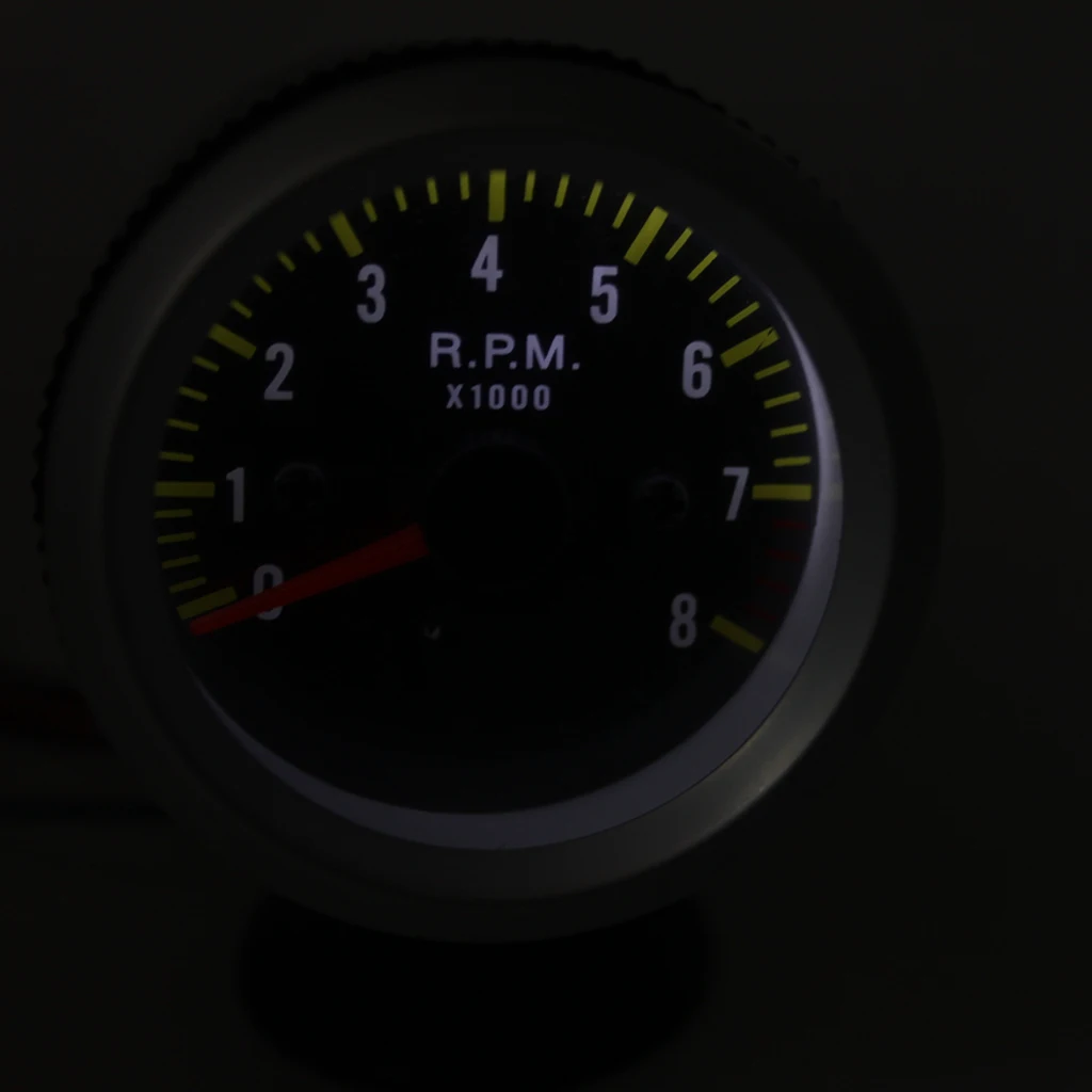 Portable 2inch Car Tacho Rev Counter Gauge Tachometer with Yellow LED RPM Light Indicator