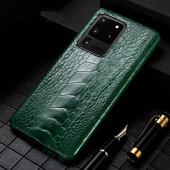 

LANGSIDI Luxury original ostrich case For samsung Galaxy s20 ultra s10 s9 a50 a70 a51 a71 a80 genuine leather fashion phone case