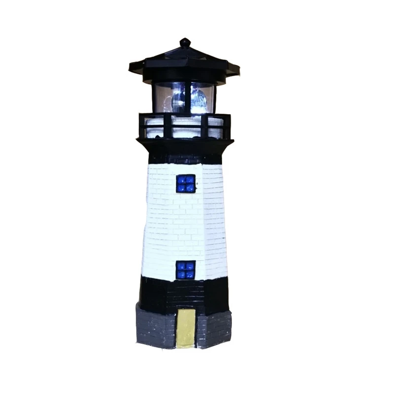 

Solar LED Lighthouse Light with Rotating Light Beam 27CM Home Garden Decoration Patio Villa Decorative Lantern