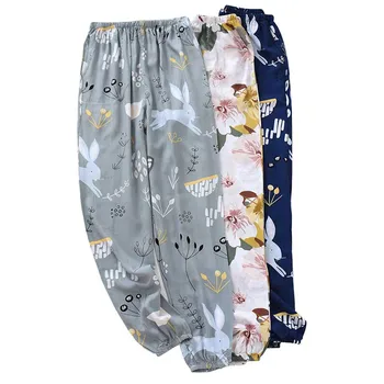 

2020 Spring And Summer New Women Sleep Bottoms Full Cotton Floral Printed Loose Pants Ladies Elasticated Cuffs Soft Casual Wear