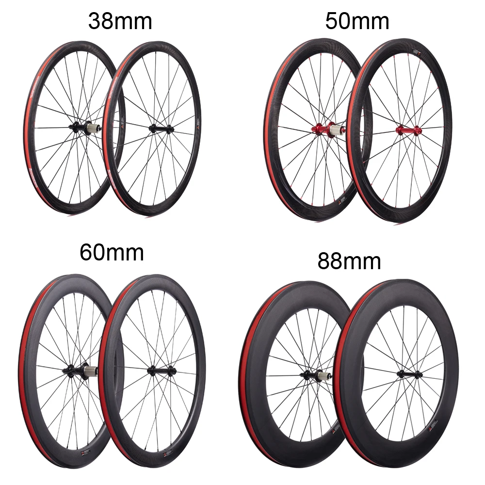 700C Углеродные колеса для дорожного велосипеда с Powerway R13 hub 24/38/50/60/88 мм глубина 23