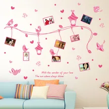 XL8250 романтическая рамка для птиц экологически чистые съемные наклейки на стену гостиная спальня настенные DIY декоративные наклейки