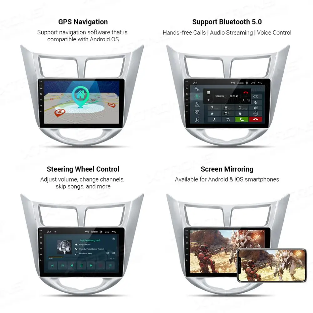 XTRONS " ips Android 9,0 DSP gps Мультимедиа стерео радио плеер для hyundai i25 i 25 Verna Solaris Accent Grand Avega без DVD