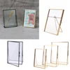 Simple Antique Gold Rectangle Glass Photo Frame Folding Desktop Picture Brass Frames for Portraits and Landscape Home Decoration ► Photo 1/6