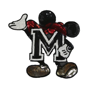 

New Arrival Cartoon Sequined Patches for Clothes DIY Sewing Decoration Appliques Sequins M Mouse Patches