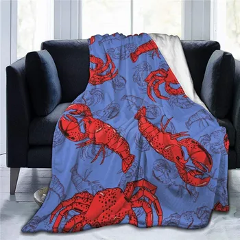 

Nap blanket Super Soft Cozy Velvet Plush Throw Blanket Cartoon Crayfish Pattern Sherpa Blanket for Bed Couch Travel Picnic