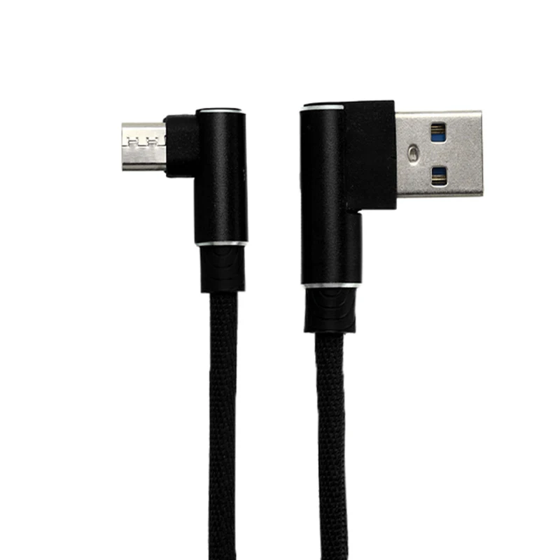 Micro USB кабель 90 градусов локоть Нейлон Плетеный 1 м Быстрая зарядка зарядное устройство кабель для передачи данных для samsung/xiaomi/LG Micro USB кабель
