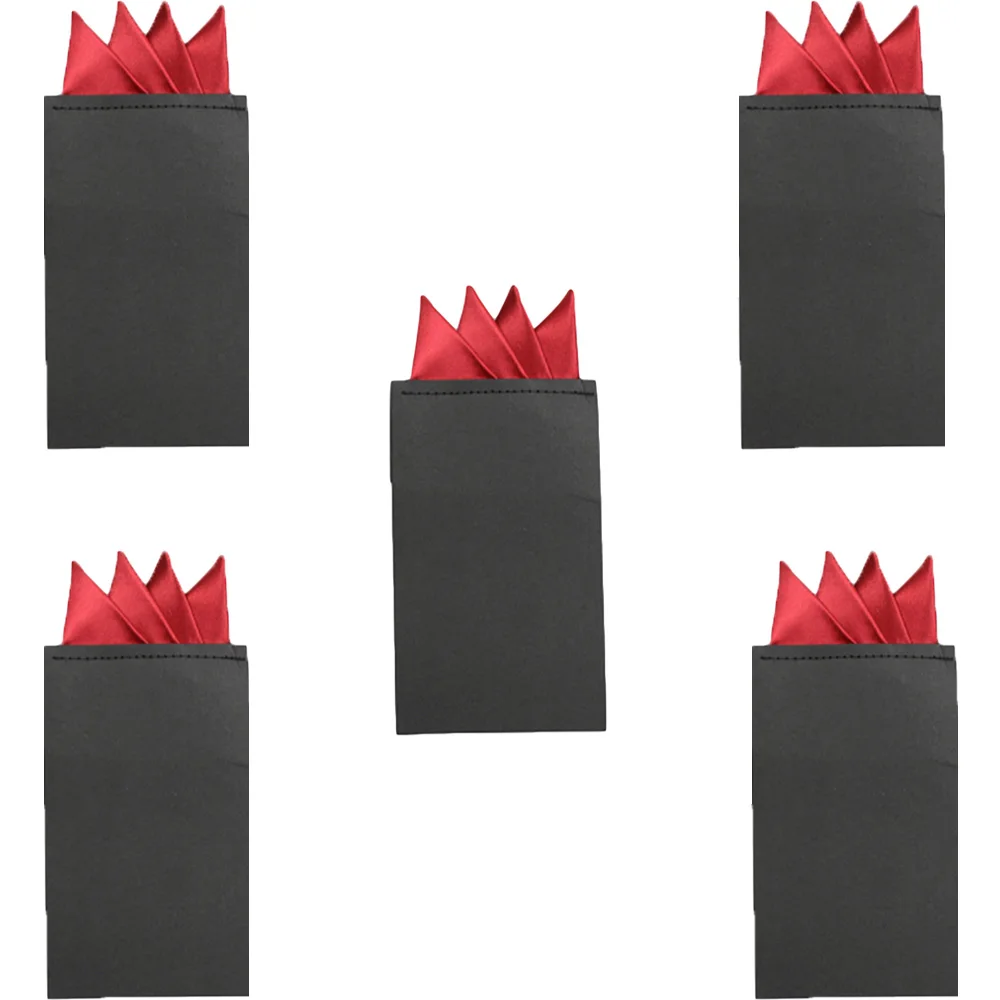 Wine Red-5 PCS 5 шт. Мужской сплошной 4 Складки платок Свадебная вечеринка предварительно складной карманный квадратный BWTYY1008 - Цвет: Wine Red-5 PCS