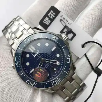 

Leisure Blue dial Luxury Men Automatic Mechanical 007 Watches Drive Crystal Sapphire Sport AAA luminous Watch all sub dials work