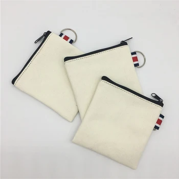 

1Pcs White Short Canvas Purse Card Key Mini Purse Pouch Women Girl Hand Painted Bag Small Zipper Coin Purse Card Holder Wallet