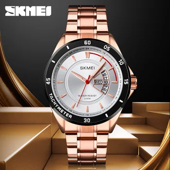 

Quartz Watch Fashion Brand SKMEI Wrist Watch Luxury Stainless Steel Date Week Display Business Bracelet Men's Watches SKMEI Mens