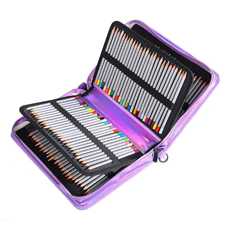 160 Slots Dazzle Color Laser Large Capacity Pencil Bag Gel Pen Case Stationery D2TE