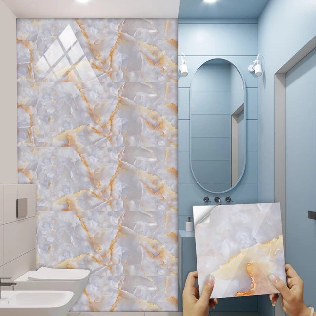 10 pz/set piastrelle di marmo grigio adesivo armadio da cucina bagno  decorazioni per la casa adesivi murali in cristallo duro autoadesivo -  AliExpress