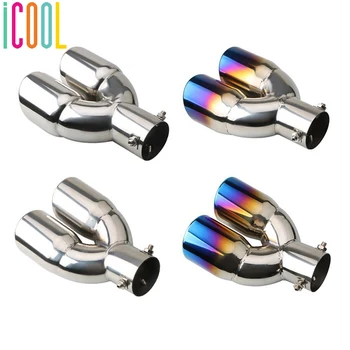 

Car Dual Exhaust Pipe Tail Muffler Throat Liner Burnt Color Stainless Steel Straight / Curved Rear Pipe Silencer for Motorcycle
