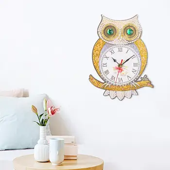 

DIY Owl Wall Clocks Special Shaped Diamond Painting Cross Stitch Baby Personality Robot Raptor Beauty Ornament Room Decor