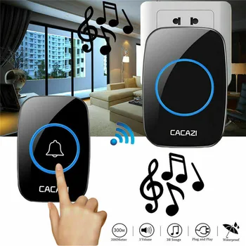 

300M Remote Waterproof LED Home Wireless Electric Doorbell 38 Songs Chime Door Bell