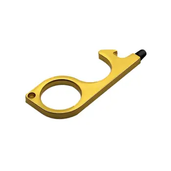 

Easy Use No Touch Door Opener Hook Key Shape Portable Hygiene Hand Clean Brass For Elevator Button Closer Tool Multipurpose