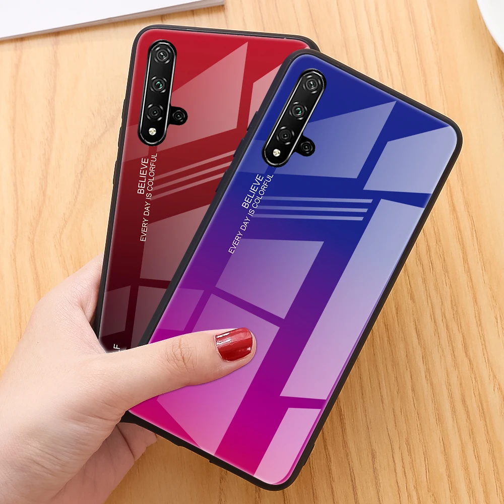 Чехол для телефона из закаленного стекла с градиентом Huawei Honor 7A 7C Pro 7 A C цветной