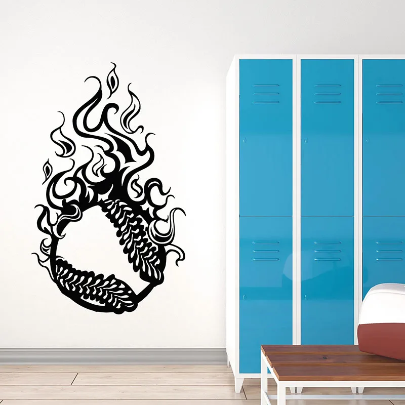 Baseball Wall Decal Fire Ball Sport Team Game Fans Teen Boy Bedroom Home Decor Door Window Vinyl Sticker Removable Mural Q664 | Дом и сад