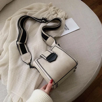 

2019 New Mini Crossbody Handbags Cute Bucket Bag Wide shoulder strap PU Leather Womens Shoulder Messenger Bags Bolsos