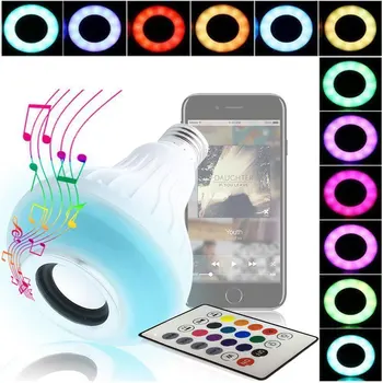 

Light Lamp 12W Loudspeaker Gift Bulb LED Colorful Music Playing Audio Wireless Bluetooth 4.0 Remote Control KTV Bar Speaker