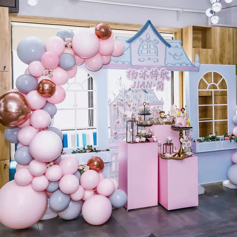 111 шт розовый серый воздушный шар из фольги Воздушные шары на день рождения украшения для детей Воздушный Шар АРКА комплект гирлянды для свадьбы Детские Вечерние