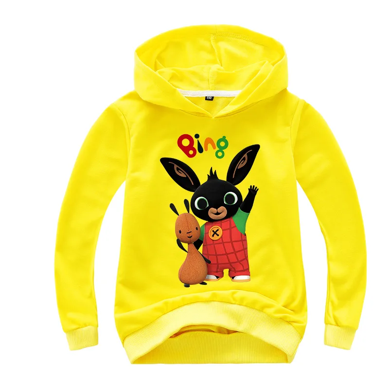 От 2 до 16 лет пуловер с кроликом из мультфильма Bing Bunny, толстовки с капюшоном, свитшоты, Рубашки, Топы с длинными рукавами для маленьких мальчиков и девочек, детская одежда, подарки