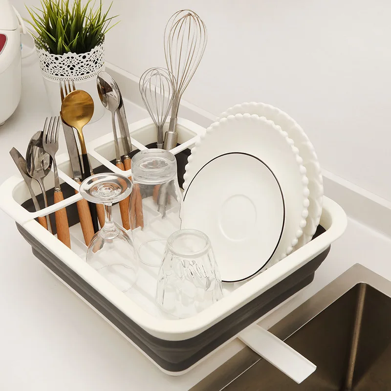 

New Style Folding Dish Rack Tableware Placed Rack Portable Dish Rack TPR Dish Rack Tableware Storage Basket