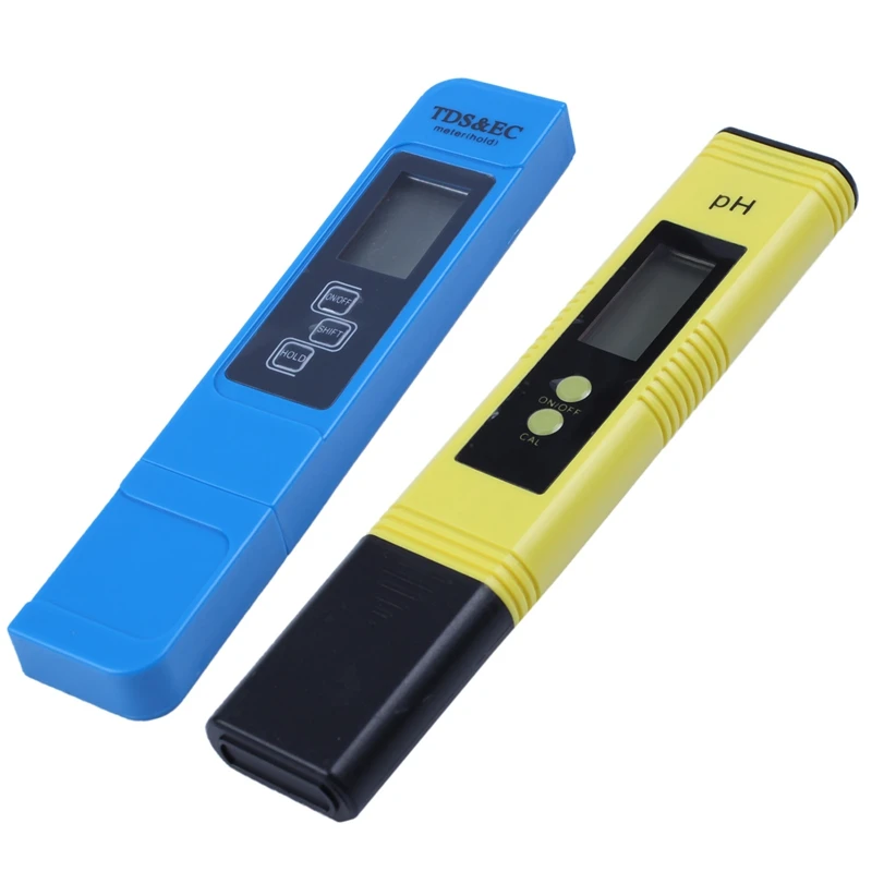 

ELEG-2Pcs Digital 0.0-14.0 PH Meter Tester 0-9990Ppm Digital TDS EC LCD Water Purity PPM Aquarium Filter