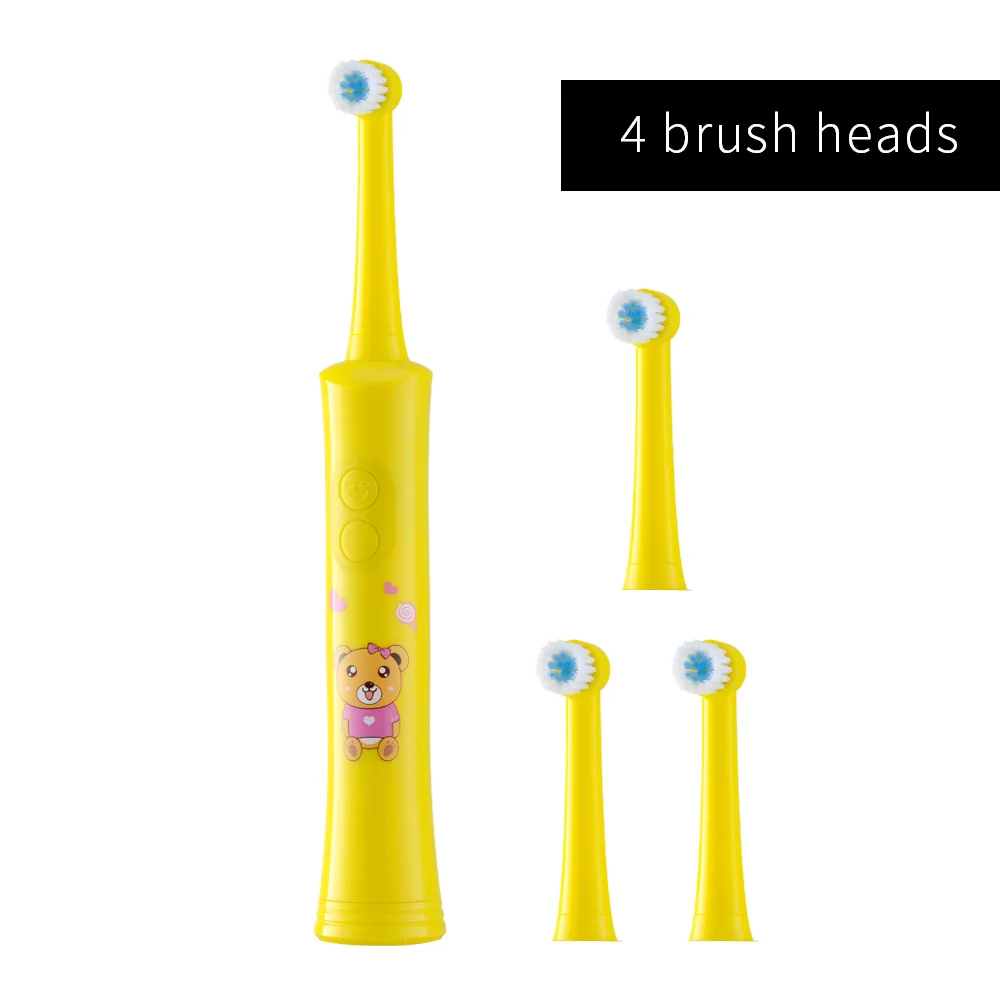 R01 yellow 4heads Здесь Мега электрическая зубная щетка для детей автоматическая зубная щетка детская зубная щетка Тип вращения зубной щетки - Цвет: R01 yellow 4heads