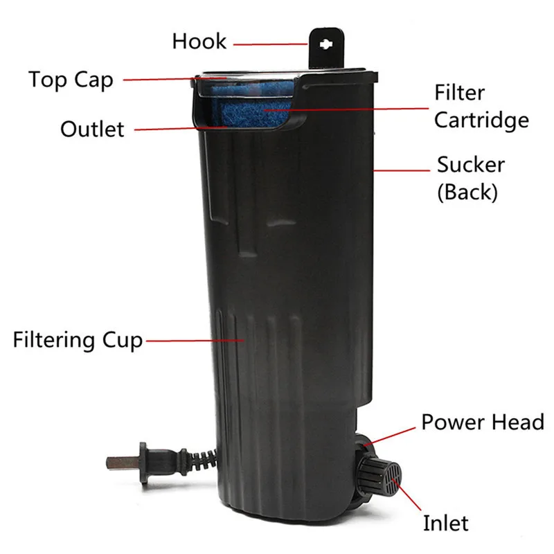 Filter Turtle Tank Small Silent Built-in Water Purifier  Pump Low  Level Shallow   Fish  fall Type 