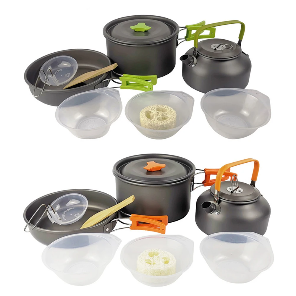 Camping Hiking Picnic Quality Pot Pan Portable Cookware Set Kettle 2-3 People 