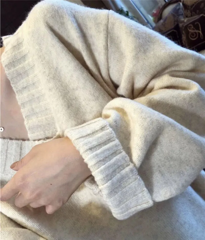 RUGOD корейский новый стиль Шикарный Однотонный пуловер с v-образным вырезом элегантный свитер с поясом женские зимние топы для женщин Мода 2019
