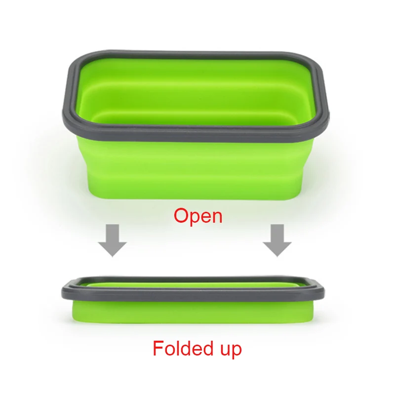 Lunch Box Silicone Bowl Folding Foldable Portable Food Storage Container Eco-Friendly VJ-Drop