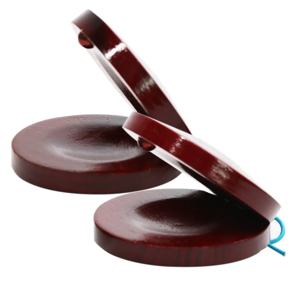 

G10-5 Musical Instruments Wooden Red Castanet Children Kids Music Learning Toy Castanet Wood Plates for Gift Toys