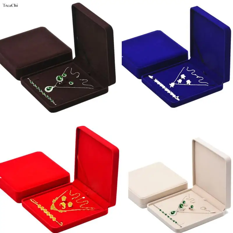 Red Velvet Jewelry Gift Boxes Ring Necklace Earring Packaing Box Bracelet Storage Case Chain Organizer Tray Window Showcases oval jewelry box organizer showcases travel jewelry zipper box velvet portable earrings necklace ring jewelry storage box