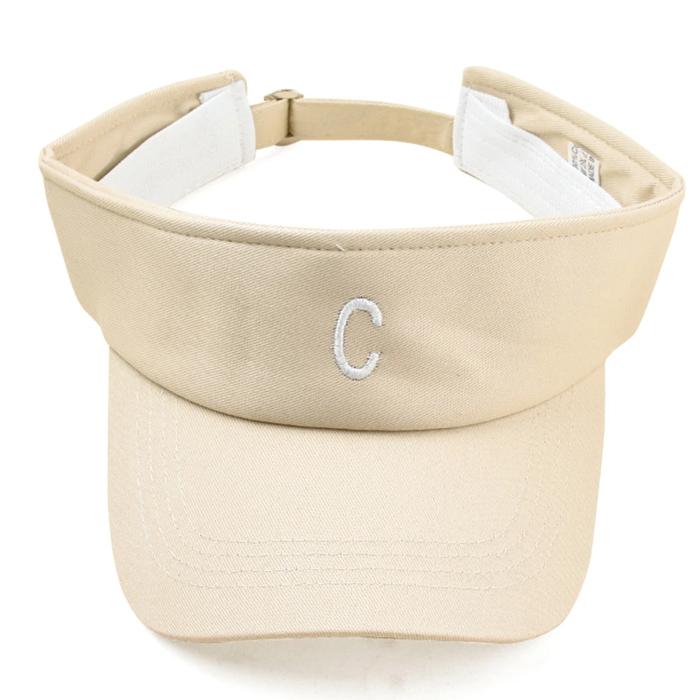 Бежевый Men Women Adjustable Summer Fashion All-Match Outdoor Caps UV Protection Sun Hat Visor Empty Top Breathable Letter Embroidery - Цвет: Бежевый